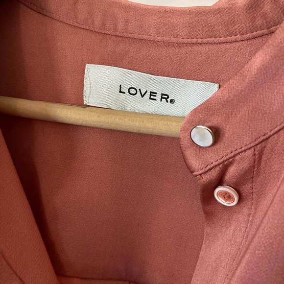 LOVER THE LABEL | Bell Tie Sleeve Button Down Satin Blouse - Picture 7 of 9
